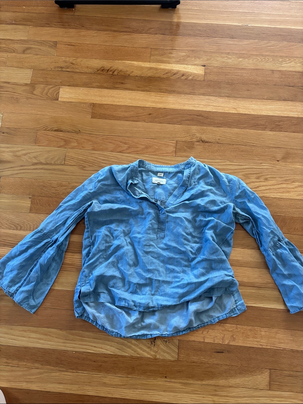LOFT Light Blue V-Neck Long Sleeve Blouse